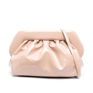 Themoirè Bios ruched rose pink patent leather clutch crossbody bag